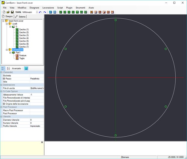 L'anteprima del taglio della copertura trasparente